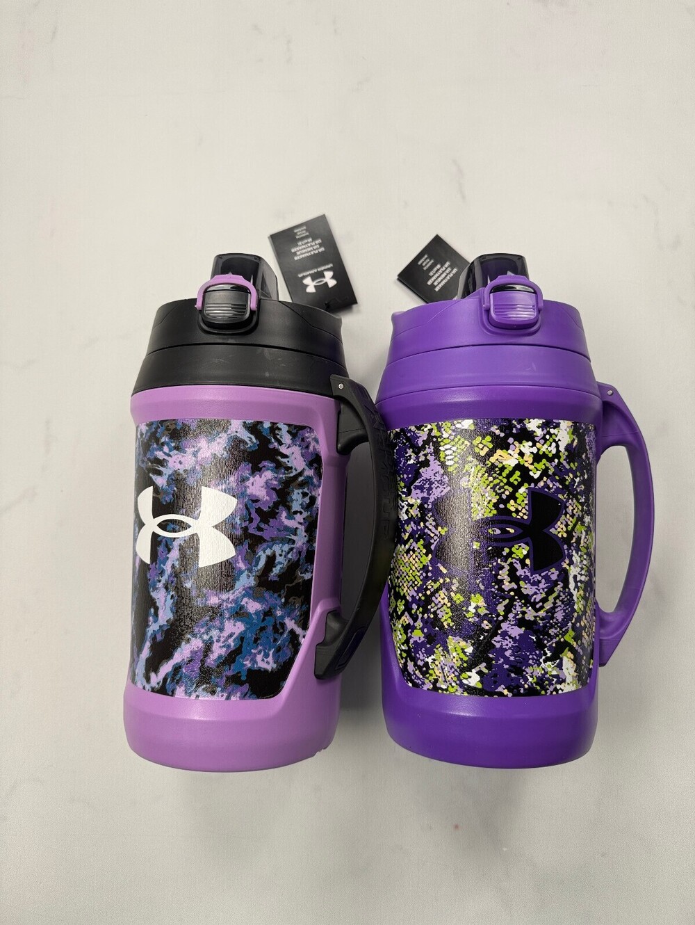 Under Armour 64oz Printed Water Jug Water Bottle Purple 2010s Lot of 2